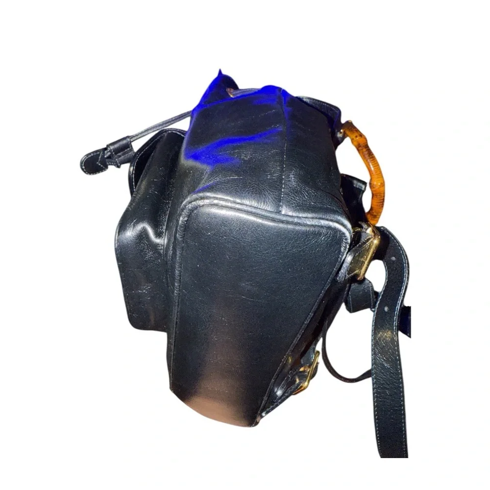 Gucci Black Leather Bamboo Mini Backpack